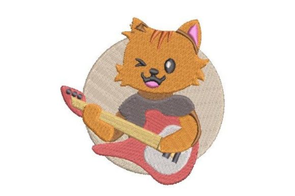 Cartoon Cat Rockstar Playing Guitar Review